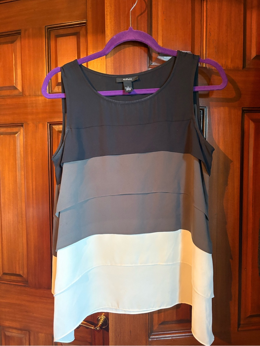 Alfani Gray and White Layered Sleeveless Camisole